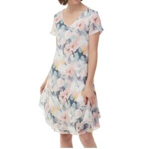 CHARLIE B Cap Sleeve Cotton Gauze Floral Print Dress